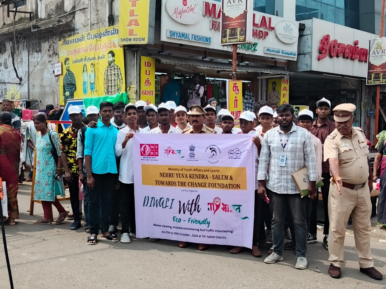 Cleaning activity and road safety awareness campaing - Salem bus stand